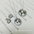 cz map design silver earrings jewelry sets necklace